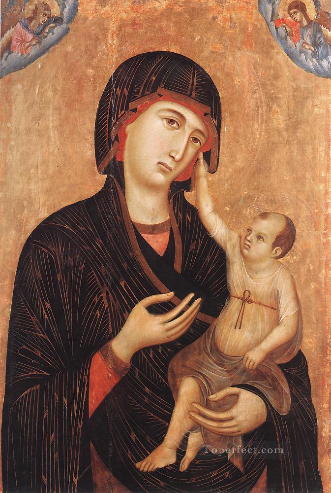 Madonna with Child and Two ANgels Crevole Madonna Sienese School Duccio Oil Paintings